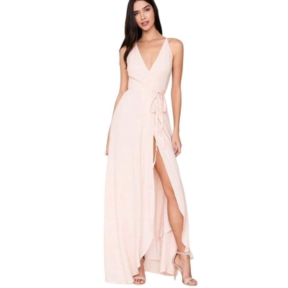 Yumi Kim Rush Hour Maxi Dress Blush Pink Wrap Wedding Flowing Romantic